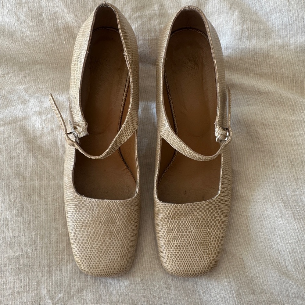 Maryam Nassir Zadeh Beige Textured Mary Jane Heels